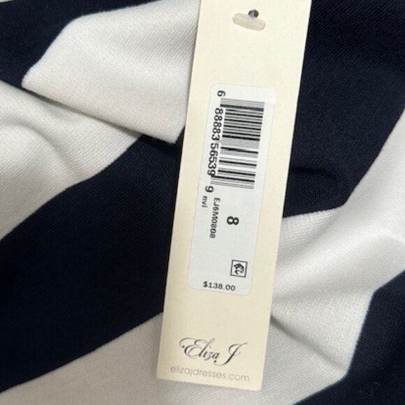 This Eliza J ~ Size 8 Navy Blue, White & Pink knee-Length Dress - Picture 7 of 8